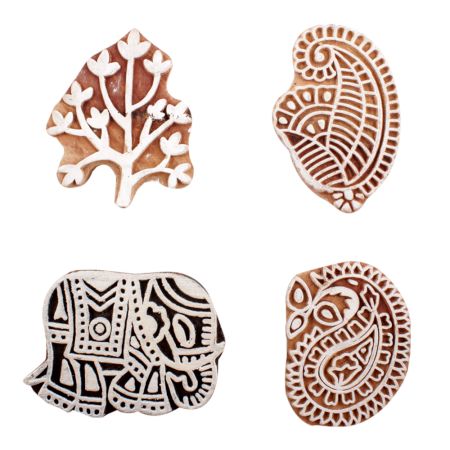 Set of 4 Piece New Mix Wooden Printing Block